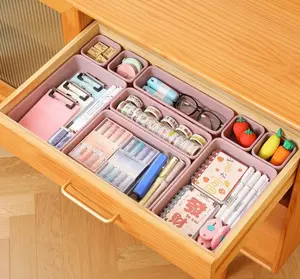 16 PCS Super Plastic Drawer Organizers Set 3 Size Versatile Bathroom Vanity Drawer Trays Storage Bins for Makeup Bedroom Kitchen Gadgets Utensils Office Desk Lightweight Washable