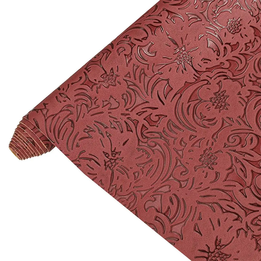 Retro Embossed Floral Synthetic PU Leather Sheet - 12" x 53", Soft Durable, Easy to Craft for Hair Bows, Keychain, Handbags, US Overseas In-Stock Sewing & DIY Home Decor Supplies