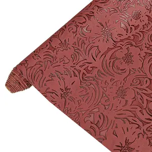 Retro Embossed Floral Synthetic PU Leather Sheet, 12" x 53", Perfect for Crafting Handbags, Wallets, DIY Home Decor Crafts, US Overseas In-Stock
