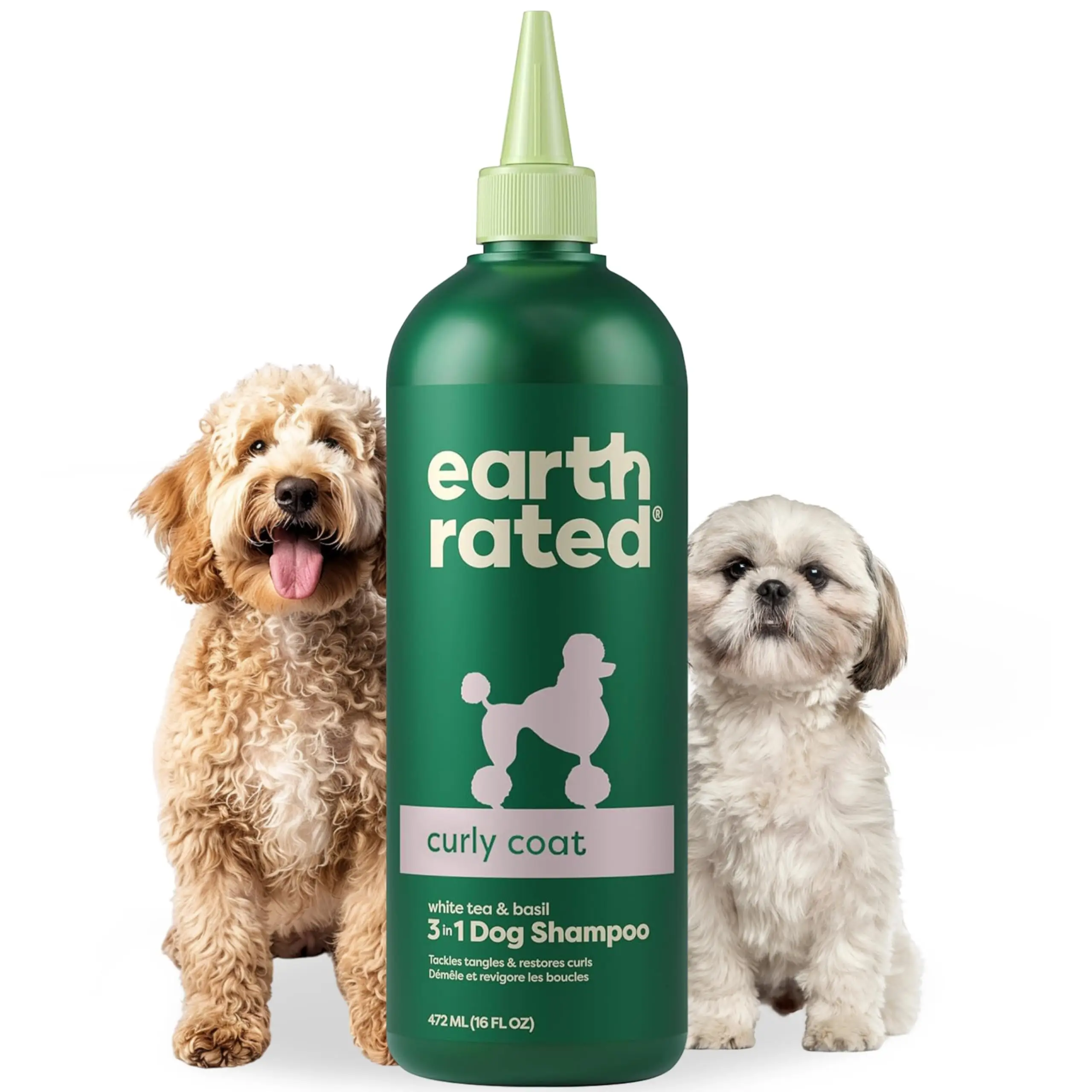 Earth Rated 3-in-1 Curly & Wavy Coated Dog & Puppy Shampoo, Conditioner & Deodorizer - 16 oz - Formulated to Tackle Tangles & Restore Curls
