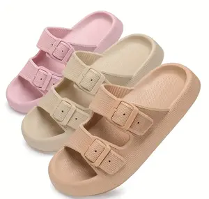 Unisex Fashion Slippers, Non-slip Sole Indoor Outdoor Slides, Adjustable Buckle Sandals for Home Comfort