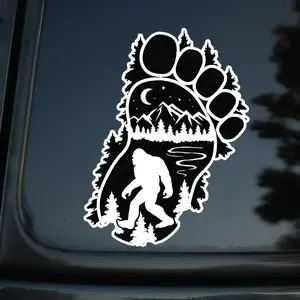 Sasquatch Footprint Forest Vinyl Decal - Durable PVC Sticker for Cars, Laptops, Helmets & Toolboxes - Outdoor Adventure Theme