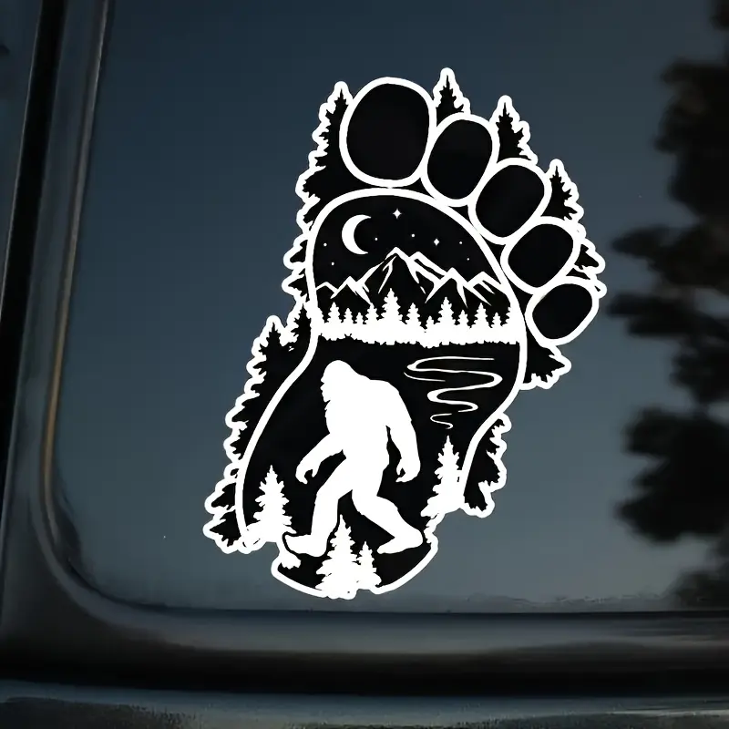 Sasquatch Footprint Forest Vinyl Decal - Durable PVC Sticker for Cars, Laptops, Helmets & Toolboxes - Outdoor Adventure Theme