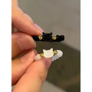Cute Cat Design Ring, Fashion Rings, Dainty Stacking Rings, Fashion Stackable Ring for Women & Girls, Trendy All-match & Exquisite Jewelry for Birthday Gift