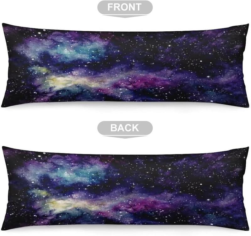 GUGLILI Space Nebula Body Pillow Case - 20x54 Inch, Double-Sided Galaxy Print, Hidden Zipper, Cotton/Polyester Blend