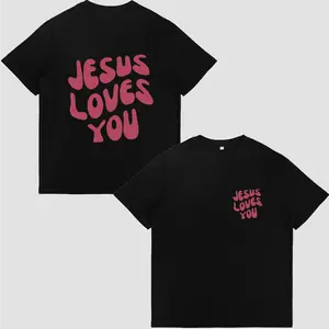 Casual Jesu's Loves Christian Graphic T-Shirt Basic Crew Neck Short Sleeve Summer Outfits Soft Cotton Women's Shirts