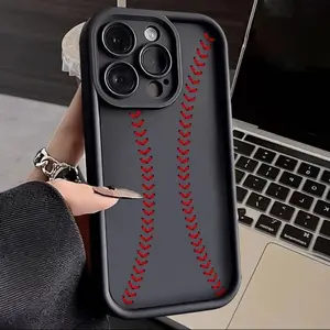 Baseball Stitch Print Phone Case for iPhone 11 12 13 14 15 16 17 Pro Max Plus Air, 2D Print Baseball Design Protective Cover, Slim Soft Shockproof Case
