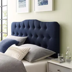 Modway Annabel Queen Upholstered Fabric Headboard in Navy