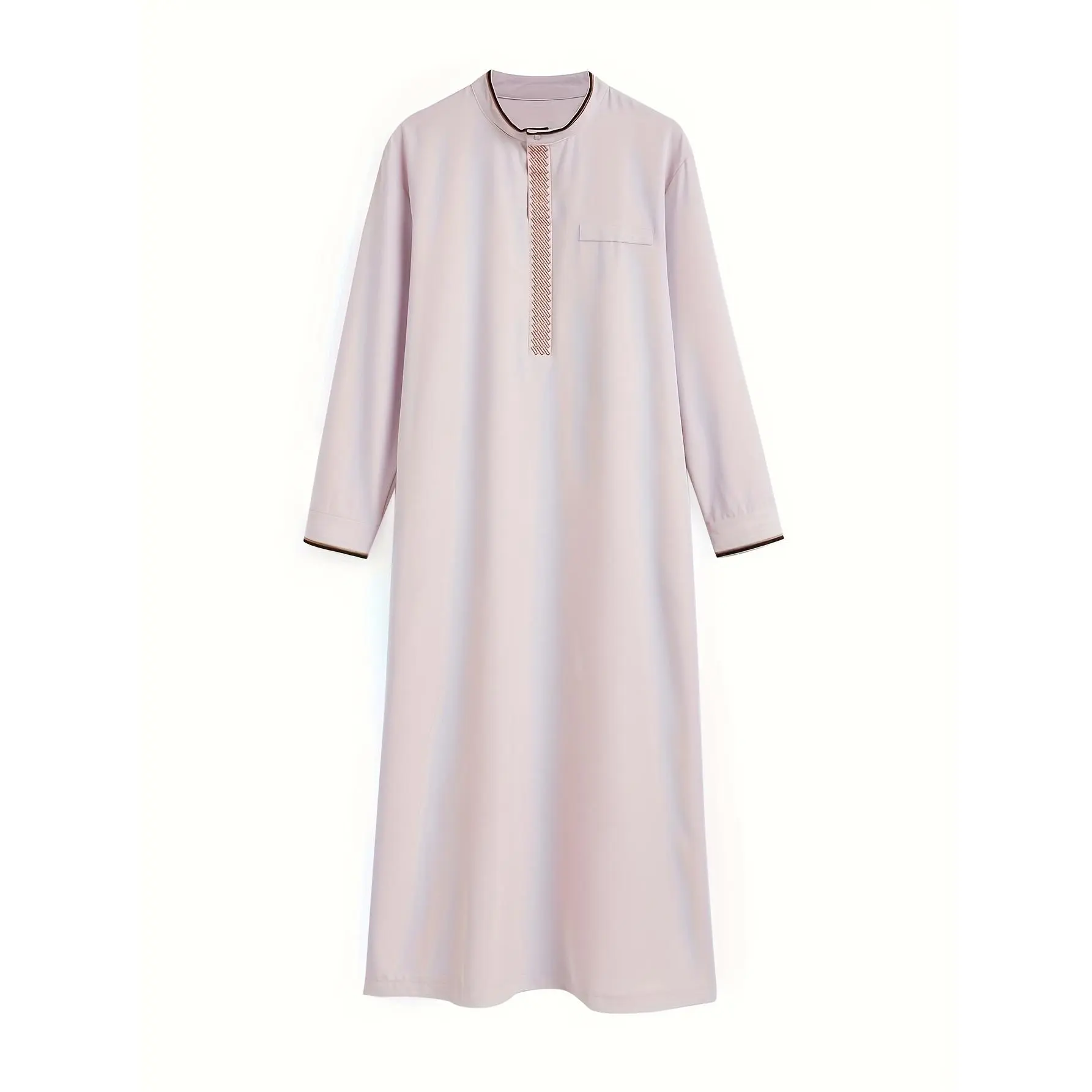 Men'S Islamic Robe - Arabic Gulf Wedding & Eid al-Fitr al-Adha - Long Sleeve Standing Collar with Geometric Embroidery - Beige/Brown/Black/White/ - Loose Fit Muslim Formal & Everyday Islamic Attire - All-Season Cultural Gift for Men, Muslim Dress, Festive