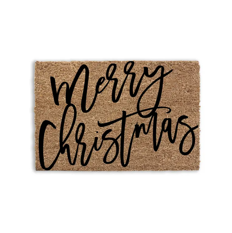 Merry Christmas Script Doormat Handcrafted Flocking Process Resistant to Rain and Dirt Perfect for Home Protection Custom AF Fast Shipping