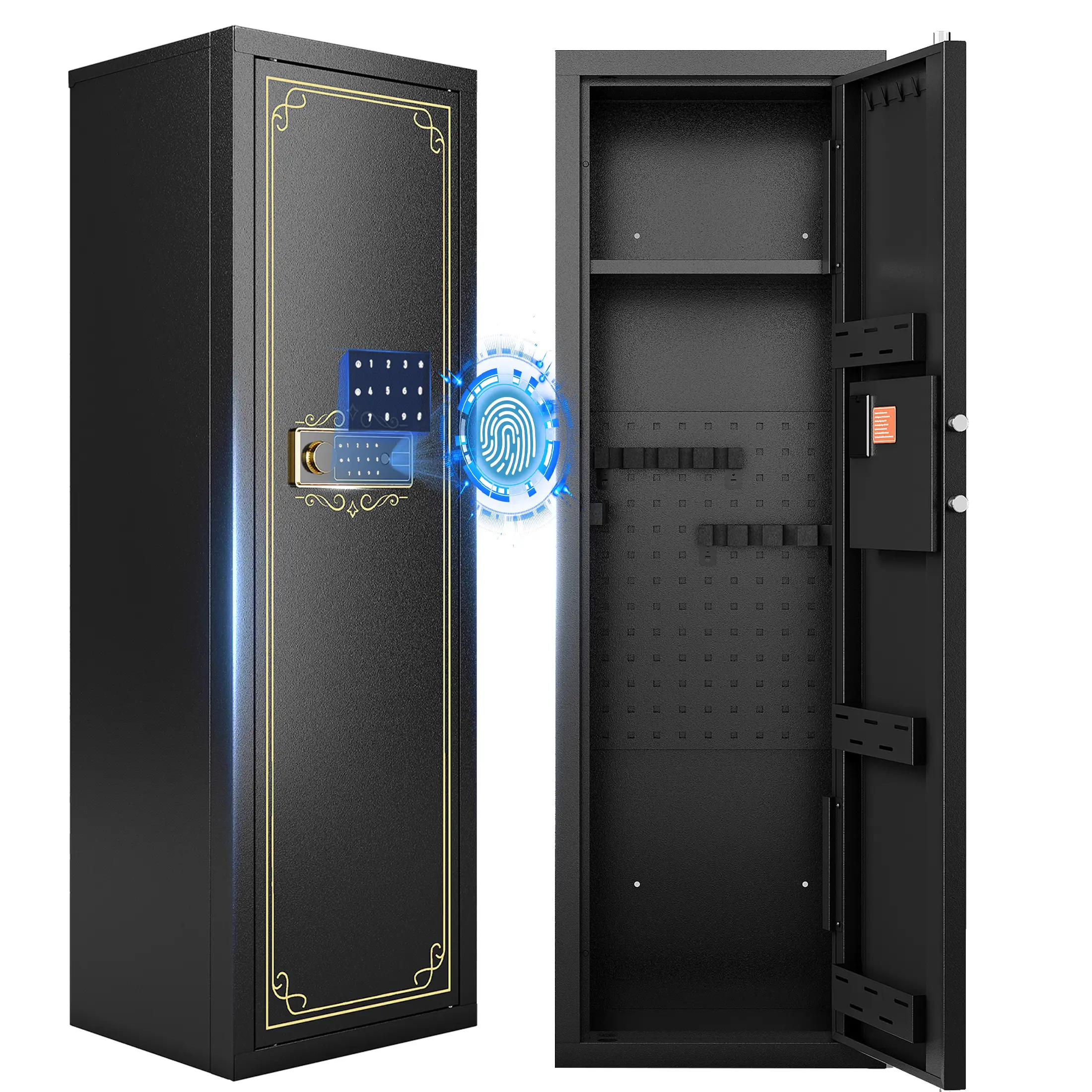 KAER 10-15 Hidden Biometric Gun Safe | Fingerprint Quick Access Large Gun Cabinet, Suitable for Optics Rifles & Shotguns, Long Gun Locker with Removable Shelf for Home Use