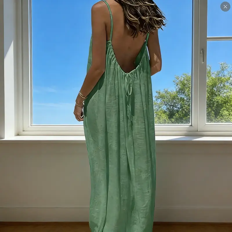 Ladies Solid Color Cami Dress Casual Sleeveless Summer Dress Soft Comfortable Fabric Womens Fashion Wear Ideal for Beach Trips Holiday Getaways Vacation Days Outdoor Activities and Daily Casual