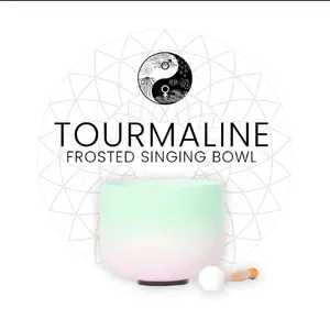 Frosted Quartz Singing Bowl, 10" - Pastel Green/Pink Watermelon 432 Hz