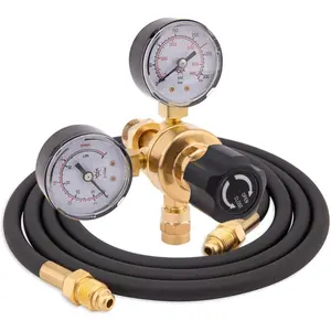 CGA580 Argon Carbon Dioxide Regulator, Argon Pressure Gauge Gas Welding Regulator Compatible with Mig Miller Lincoln Welding 0-4500PSI / 0-10BAR - CO2 Argon Regulator with 6.6 Feet Hose