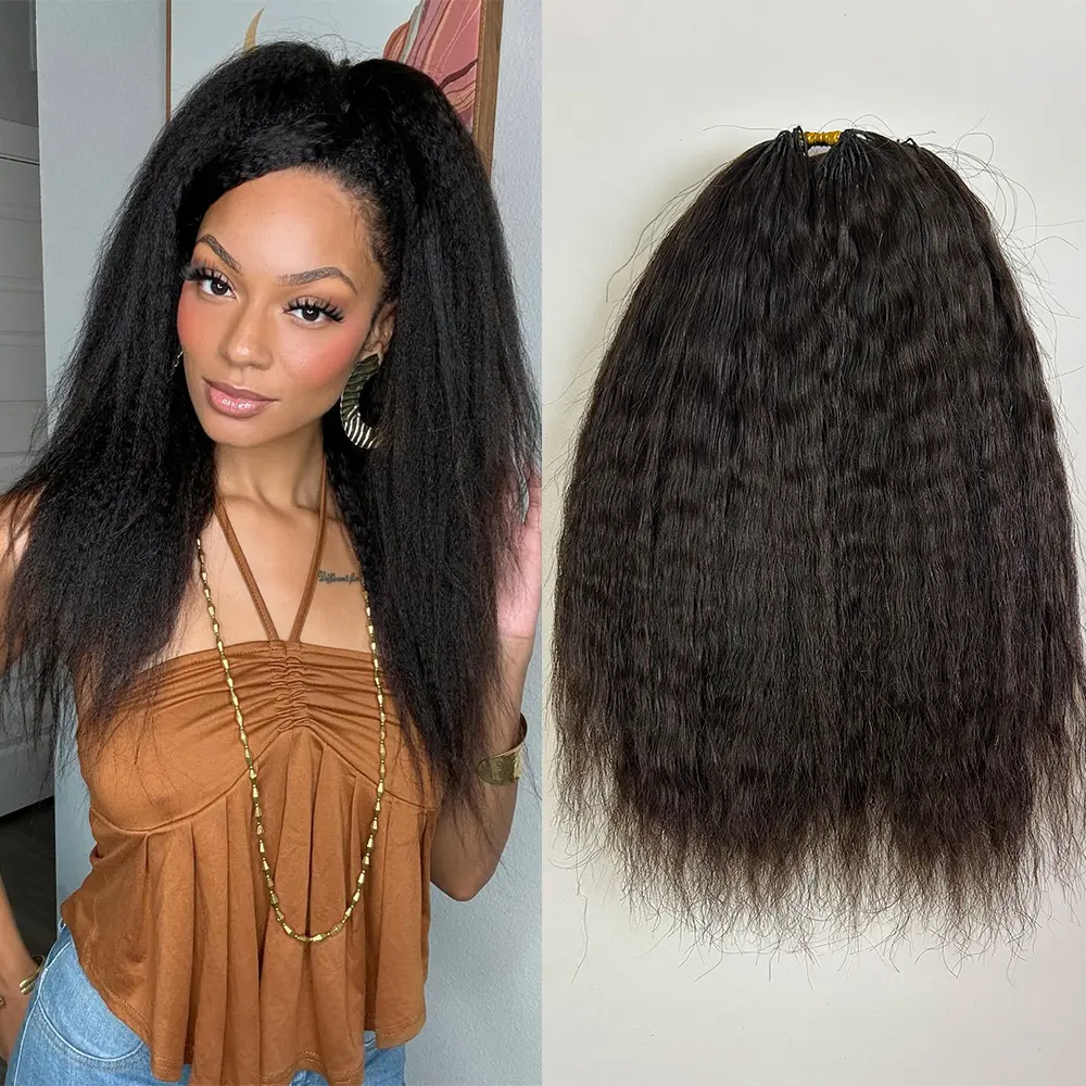 Ssawhair Women's Knotless Kinky Straight Unprocessed Crochet Human Hair Extensions, 10 Inch, 100g-100Strands/200g-200Strands Options, Pre-Separated Pre-Looped Lightweight Reusable Boho Hair Bundles, Fragrance-Free Time-Saving for Daily Wear