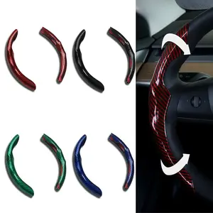 2PCS Carbon Fiber Anti-Skid Steering Wheel Cover, Segmented Design, Universal Fit For 15Inch Car Wheel Cover Protector