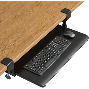KMT01 Under Desk Keyboard Tray, Pull-Out Keyboard & Mouse Platform with C-Clamp, 25.6 x 11.8 in Space-Saving Ergonomic Slide-Out Drawer, Black
