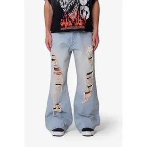 mnml Distressed Kick Flare Denim - Blue