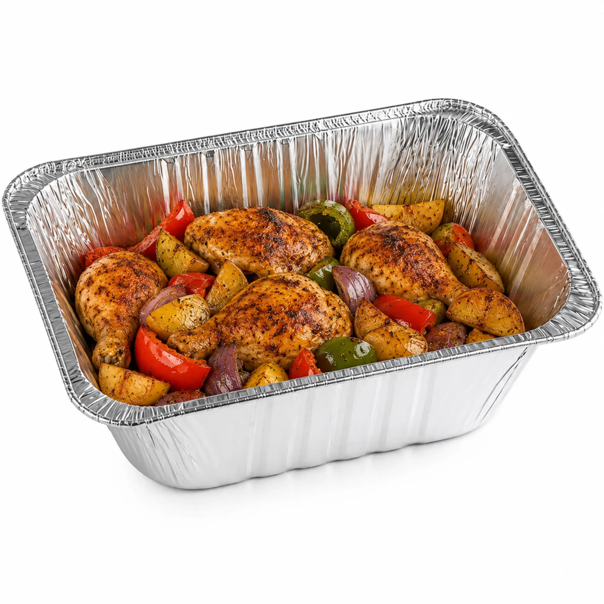 VeZee 9x13 Half-Size Extra-Deep Extra-Heavy Weight Disposable Aluminum Foil Oven Bakeware Pans - Premium Roasting Trays, Leak-Resistant Steam Table Containers for Meal Prep, Catering