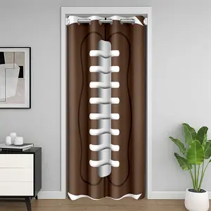Feelyou Football Print Structured Fabric Door Curtain - 42x80 in, 1 Panel, Bedroom/Living Room Privacy Blocker, Room Divider, Closet Cover with 30%-50% Coverage, Structured Fabric Curtains