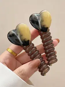 2pcs New Braided Hair Tie Heart Straight High Elasticity Hair Accessory for Women, Elegant Bubble Braid Hair Rope Hair Wrap