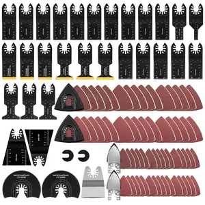 Multifunctional Woodworking Blade Set, Oscillating Saw Blades Set for Power Tools, Portable Adaptable Double Blade with Sandpaper, Swing Saw Blade Tool Set for Wood Plastic Cutting, Blade Replacement