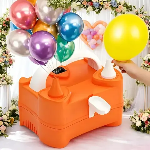 Langxun Portable Dual-Nozzles Plastic 100V 600W Electric Air Inflator (Balloon Pump) with 5.5ft Power Cable, Cable Storage, Touch-On Control, Superior Design, Gift for Birthday, Wedding Balloon Party Supplies