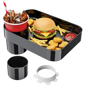 Car Seat Cup Holder Snack Tray for Kids, Reduces Mess, Detachable Large Base & Adjustable Ring, Carseat Tray for Toddler, Car Seat Food Tray Eating Table for Kids Travel Road Trip Essentials