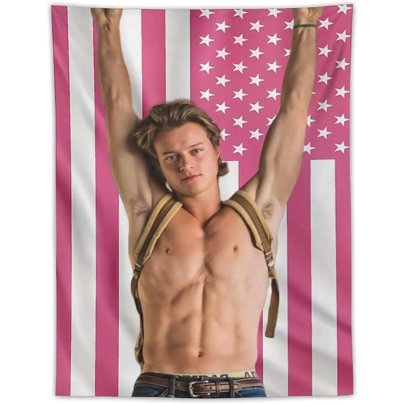 Outer Banks JJ Star Maybank American Flag Soft Wall Hanging Tapestry - Durable Decorative Tapestry, Wrinkle Resistant, Hand Wash Safe Home Bedroom Decor, Home Supplies Wall Art, Indoor/Outdoor