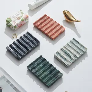 Creative Marble Soap Dish - Artistic Stone Soap Holder with Draining Design, Natural Marble & Travertine, 1.7cm Thick, Bathroom Decor Craft