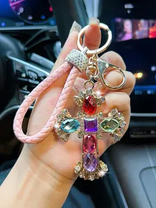 Luxury Rhinestone Cross Keychain, Religious Car Ornament, Crystal Cross Pendant, Elegant Bag Accessory, Faith Gift, High-End Bling Keyring, Keychain For Bags, Keychain Jewelry
