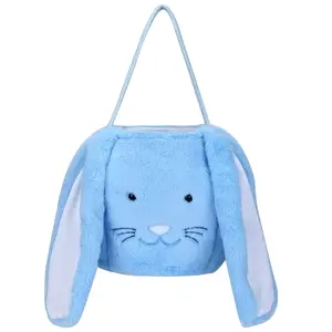 Plush Easter Bunny Basket, Monogrammed Bunny Easter Buckets with Long Plush Ear, Egg Hunting Easter Gift Bags Easter Tote Bags for Easter Decorations Candy Gifts… TINVSKQQKJ