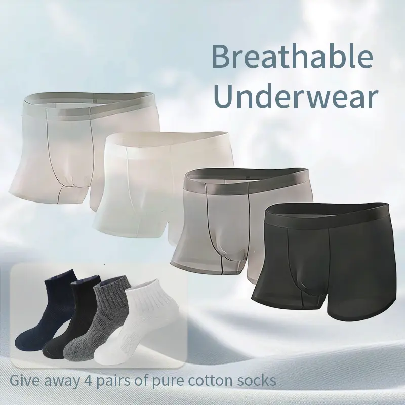 【Buy four get four free】Mens Ultra-Thin Cooling Boxer Briefs | Lightweight Breathable Microfiber Underwear，Perfect Birthday Gift for Men Fabric