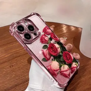 Phone Case: Rose Flower Compatible with Apple 17 16 15 14 13 12 11 PRO MAX PLUS, AIR and iPhone X XS MAX, shockproof and anti-fall phone case, perfect holiday gift for friends and family