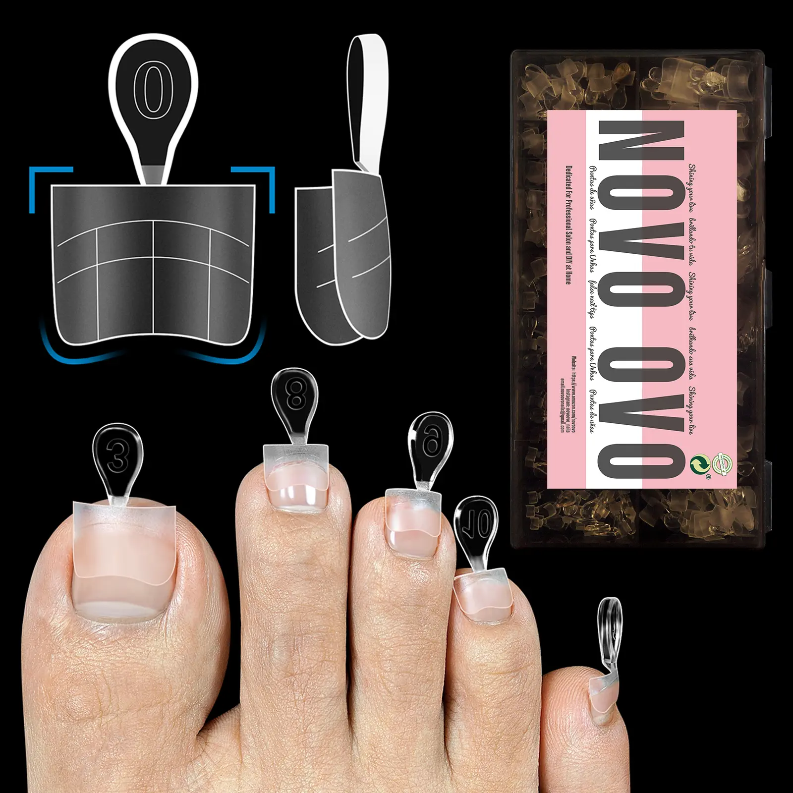 Sharp Square Toe Nail Tips Half Cover