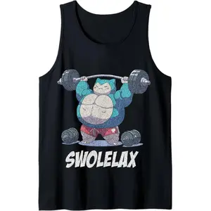 Swolelax Anime Gym Tank Top, Funny Workout Tank, Classic Retro Training Tank, Vintage Strength Gym Tank, Retro Bodybuilding Tank For Anime Fitness Fans