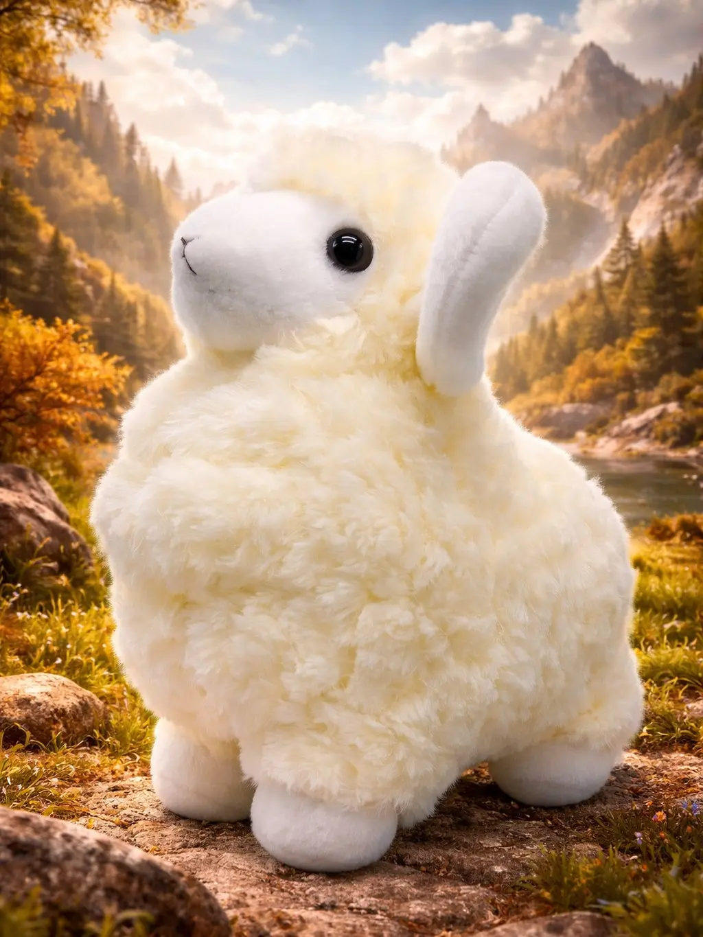 The Armored Kingdom Little Lamby Cuddle Buddy - 8.4 Inches Unisex Fluffy Milky Stuffed Lamb Design Plushie, Ultra-Soft Fabric Dog & Cat Pet Toy Accessory (tiktokshopspringglowup)