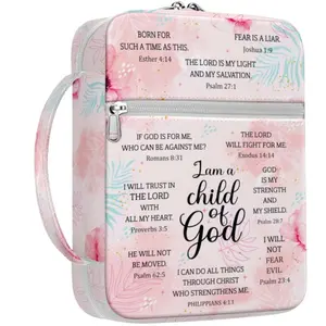 Bible Cover Floral Scripture Case Bag With Handle And Zipper Pocket Church Gift