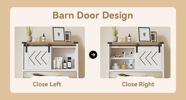 Farmhouse Small Vanity Desk Set with Mirror Cabinet Compact Makeup Vanity Set with 3 Adjustable Lights and Storage Chair for Compact Space,  Dressing Table with Fold-up Panel IF049