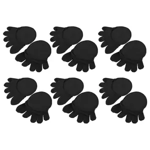 Allegra K 6 Pair Toe Socks, Breathable Toe Compression Socks, Split, Non-Slip, Cotton, Black