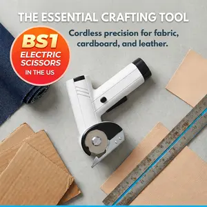 Wireless Electric Scissors, Portable Power Cutter with 4-Speed Adjustment, Heavy-Duty Rotary Box-Type Blades (3 Blades Included) for Fabric, Carpet, Leather, Cardboard & Crafts – Ideal Gift