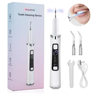 Ultrasonic Tooth Cleaner with LED Light & 5 Adjustable Modes, Household Teeth Cleaning Kit with 2 Replacement Heads, Rechargeable Oral Care Tool