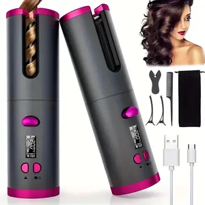 USB Rechargeable Automatic Hair Curler, 6 Heat Settings, Lightweight Multifunctional Straightener & Wave Maker, Wireless Typ-C Design, Travel-Friendly