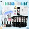 Morovan Professional Polygel Set with 48W UV Lamp, Botanical Extracts, Glitter, Care Tools & Tips - Beginner Nail Tech Kit with Everything, Nail Design Kit (Ideal for Girlfriend, Wife)