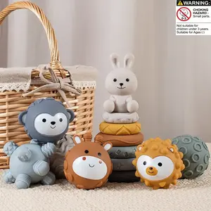 13pcs Baby Hand Grip Ball Toy, Soft Gel Blocks, Stacking Rings, Sensory Stimulus, Shape Recognition, Suitable for Kids Aged 6+ Months