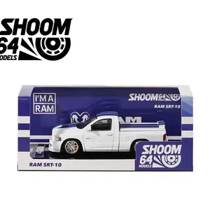 SHOOM64 1:64 2003 Dodge Ram SRT-10 Pickup – White with Blue Racing Stripes