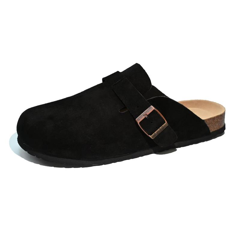 LI BI LI Women Men Round Toe Cork Footbed Clogs Fashion Suede Shoes Slide Outdoor Slippers with Strap Adjustable Flat Buckle Clogs Retro Fashion Walking Shoes Slippers