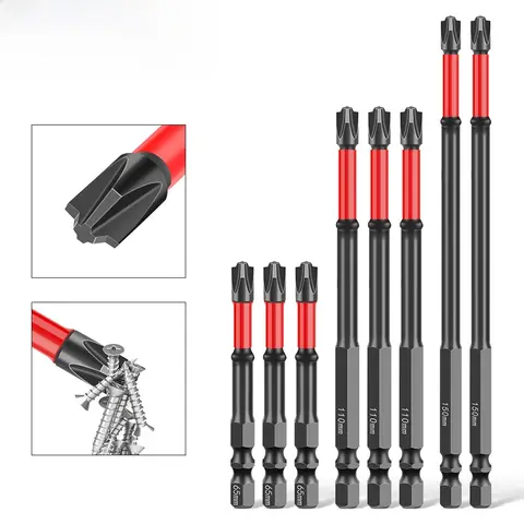 FPH2 Magnetic Tip S2 Steel Impact Screwdriver Bit Set with Screw Extractor, 65mm & 110mm 1/4-Inch Hex Shank, Drill Attachment, Magnetic Bit Holder & Hex Shank Screwdriver Accessories for Electricians