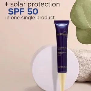 Facial primer with SPF 50 sunscreen in one product.