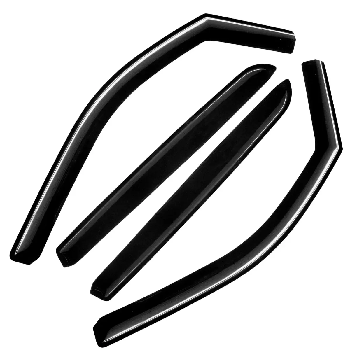 Gearzaar In-Channel Tape-On Rain Guards For 2019-2024 GMC Sierra 1500 Crew Cab – 4-Piece Gloss Black Window Visors